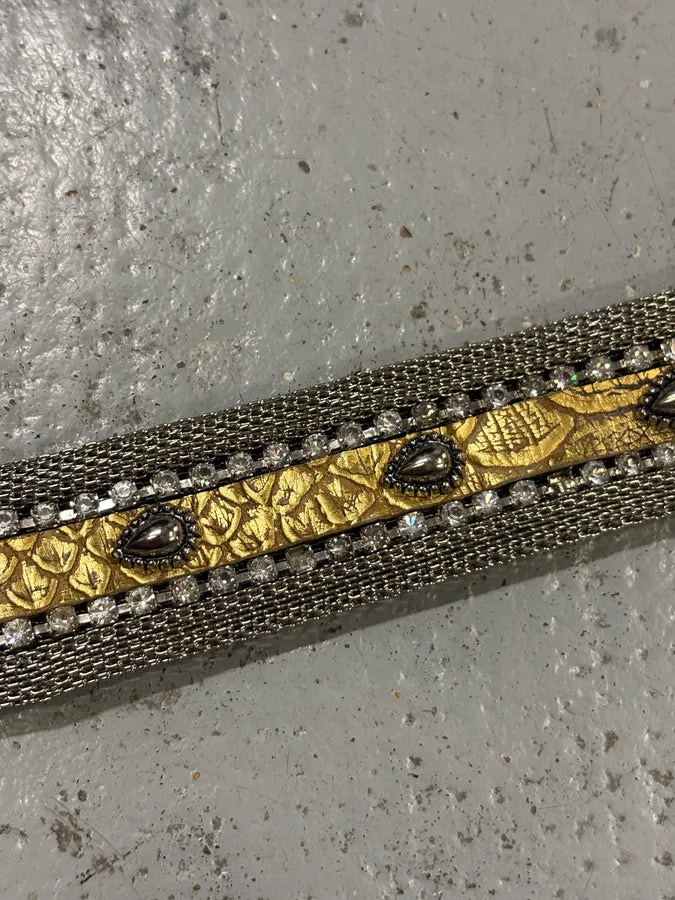 Nanni Gold Yellow Leather Python Effect Studded Belt GJrAwTh 4