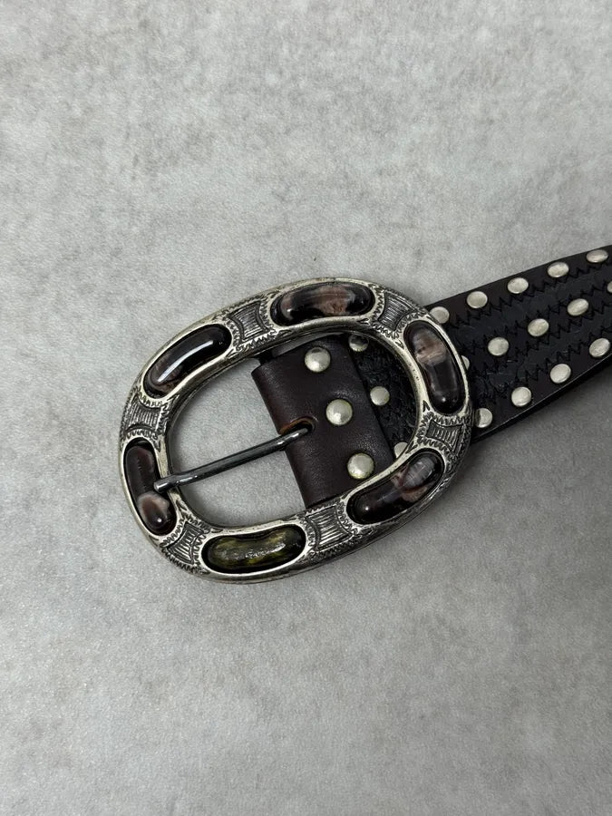 Nanni Milano Black Studded Leather Belt EgMAqEP 3