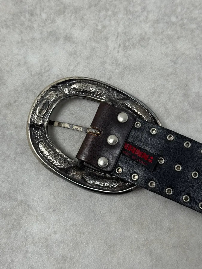 Nanni Milano Black Studded Leather Belt EgMAqEP 5