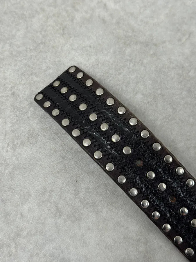Nanni Milano Black Studded Leather Belt EgMAqEP 7