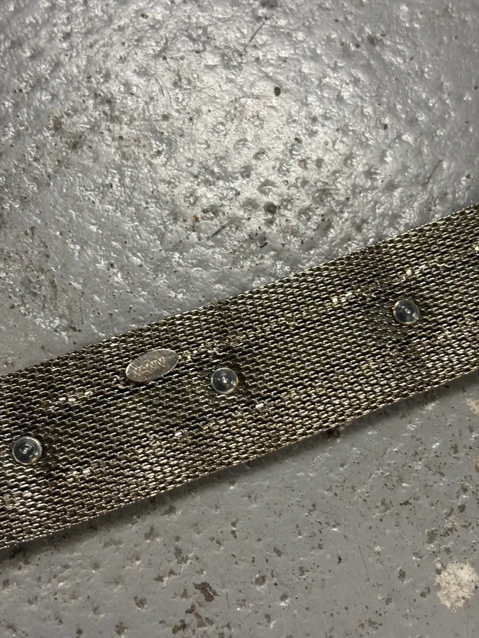 Nanni Silver Leather Rhinestone Contemporary Belt aENnink 7