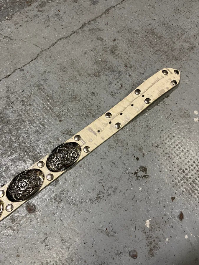 Nanni Studded Crocodile Effect White Leather Belt bKQpeko 6