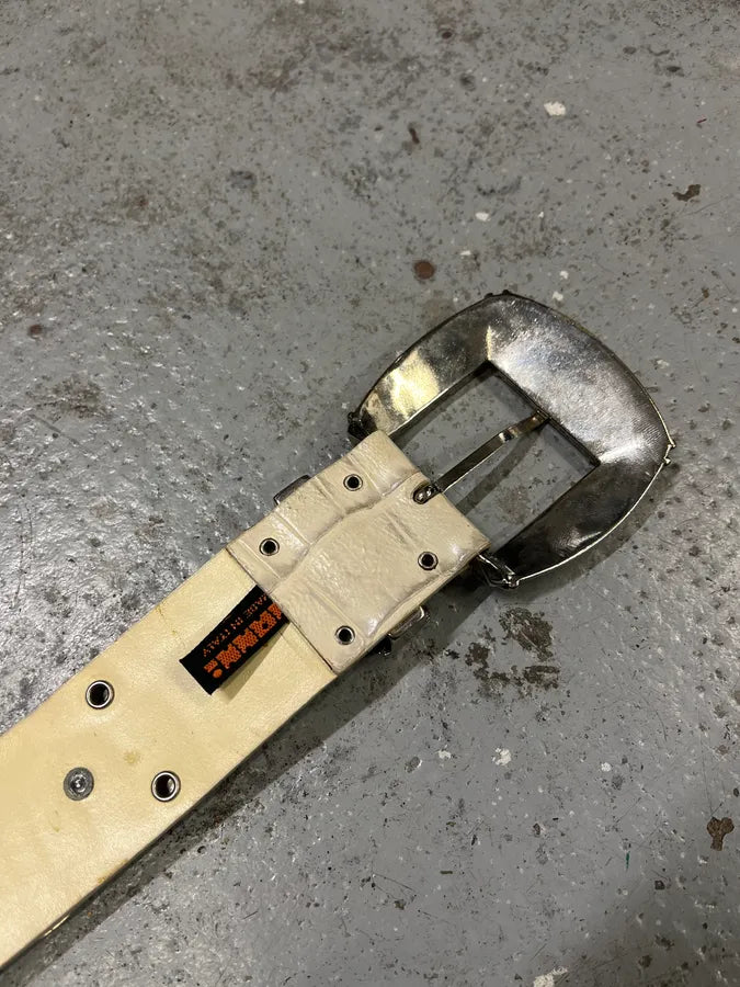 Nanni Studded Crocodile Effect White Leather Belt bKQpeko 7