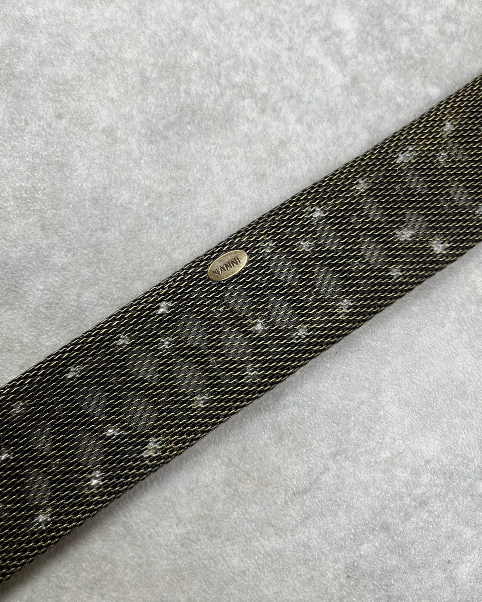 Nanni Woven Metal Embellishment Brown Leather Belt toIBQTe 8