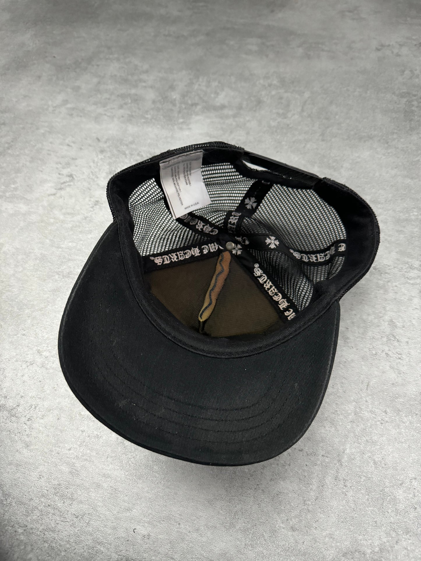 Chrome Hearts "CH Hollywood-USA" Black Eroded Trucker Cap (OS) - 10