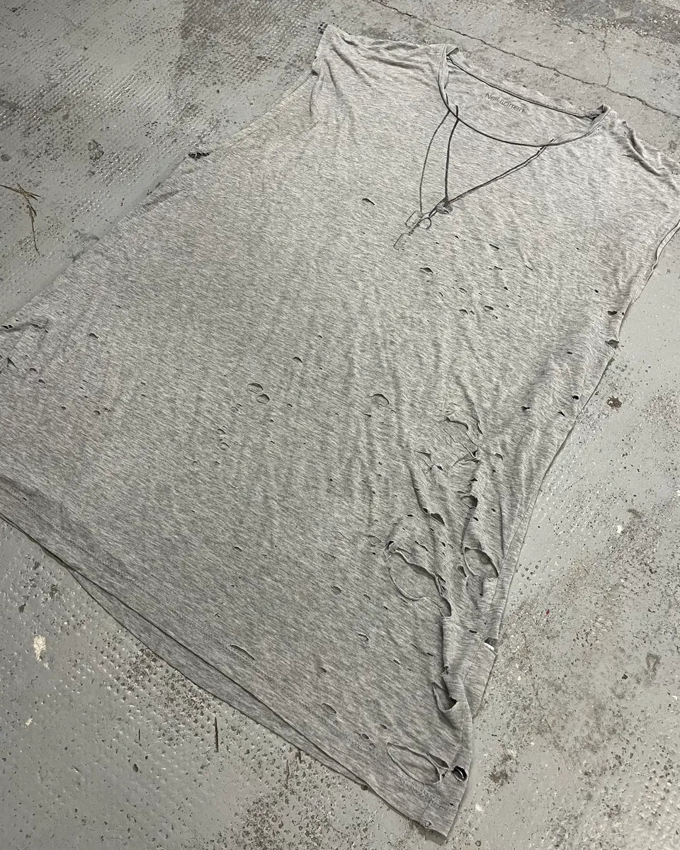 Neil Barrett Grey Distressed Trompe L’œil Necklace Tank Top VTvQfWZ 3