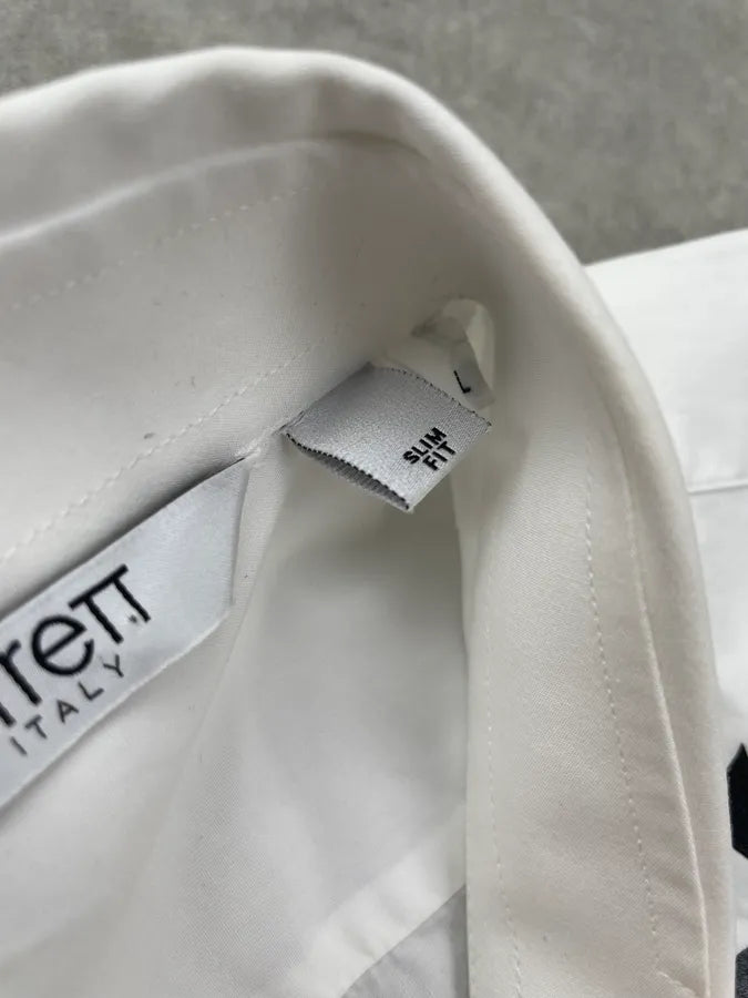 Neil Barrett White Cross Propaganda Abstract Shirt sCqIJqc 7