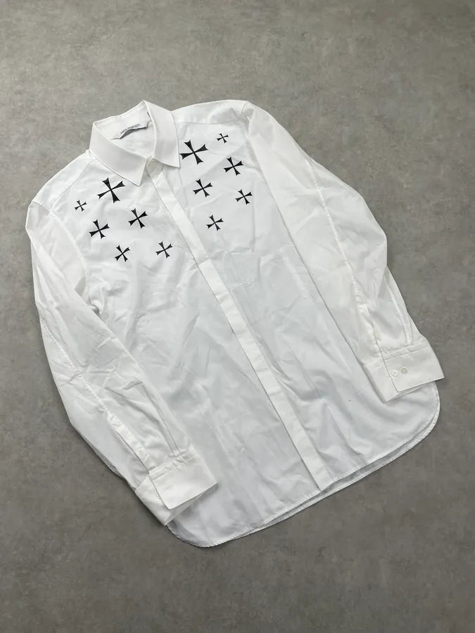 Neil Barrett White Cross Propaganda Abstract Shirt sCqIJqc 3