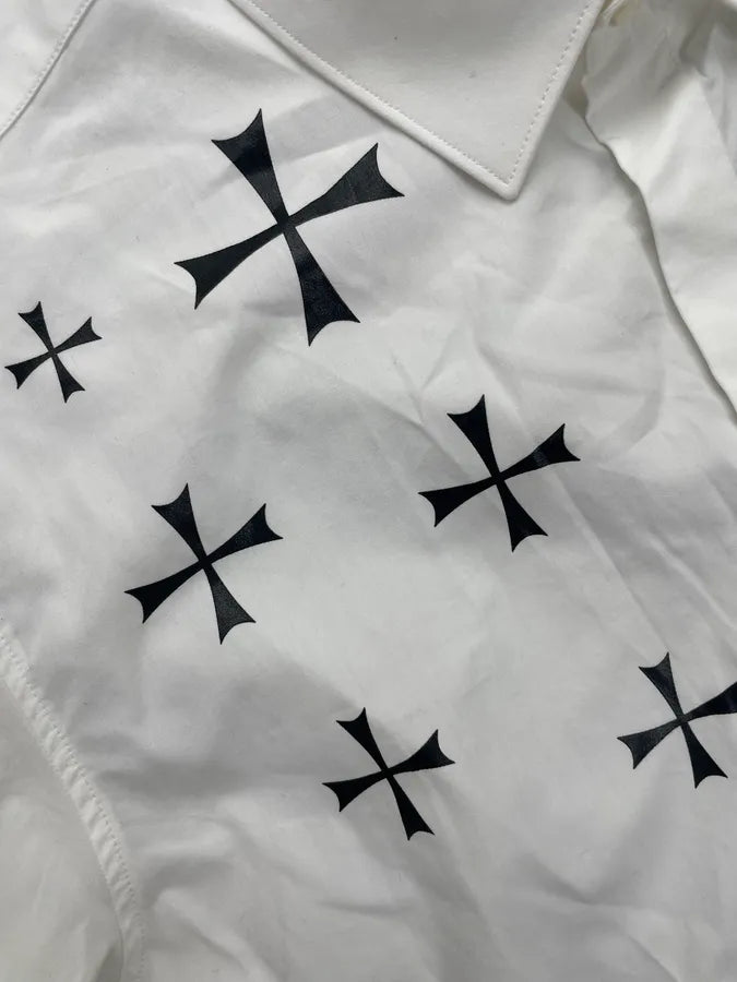 Neil Barrett White Cross Propaganda Abstract Shirt sCqIJqc 5