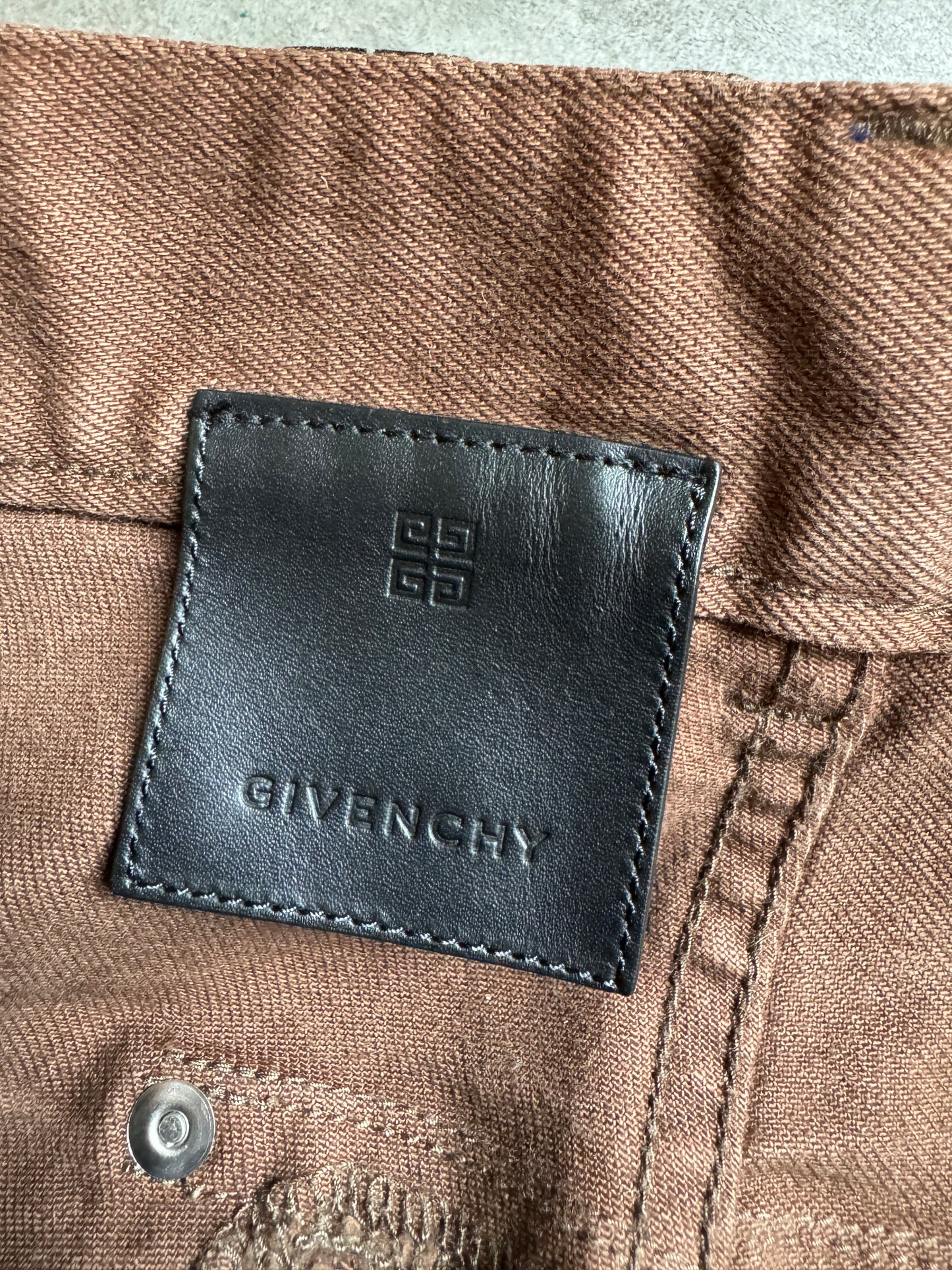 AW2022 Givenchy Distressed Cracked Brown Biker Pants (M) - 10