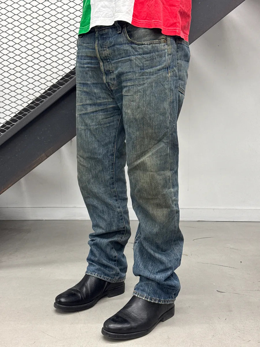 Levi's Blue Denim Distressed Straight-Leg Jeans nhtuBvWg 1