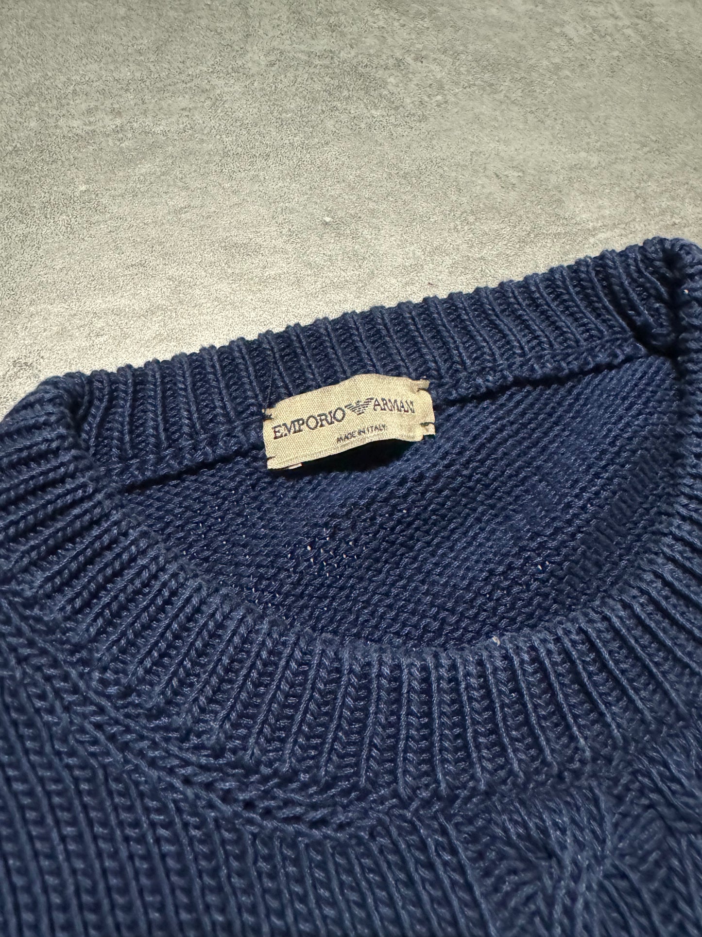 1980s Emporio Armani Navy Emblematic Wool Sweater (M/L) - 7