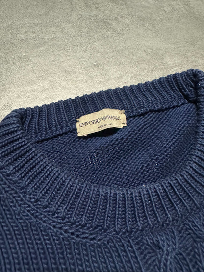 1980s Emporio Armani Navy Emblematic Wool Sweater (M/L) - 7