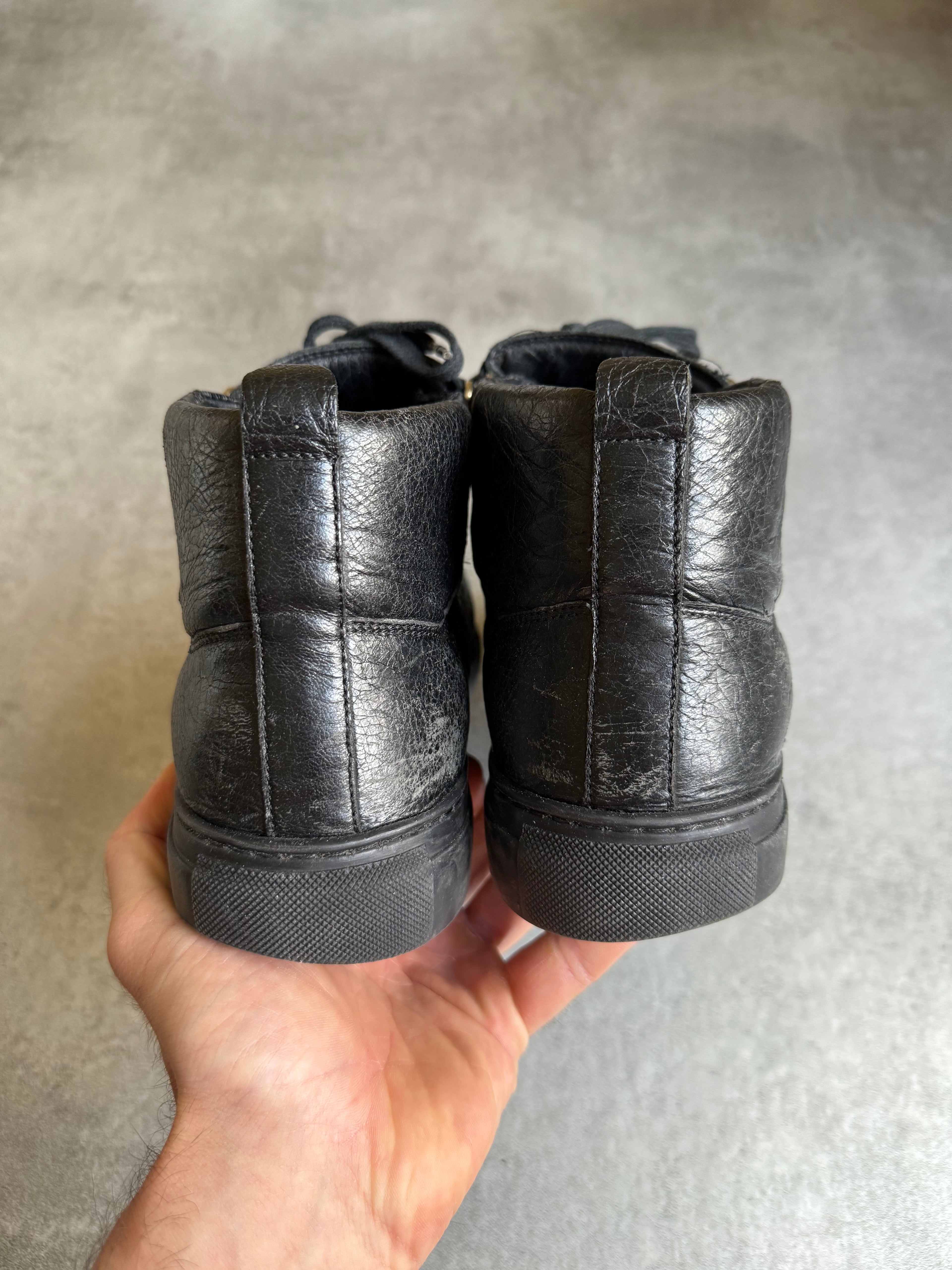 Balenciaga Arena High Black Leather Shoes (43) - 4