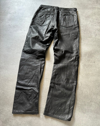 Dainese Black Moto Biker Leather Pants (S) - 7