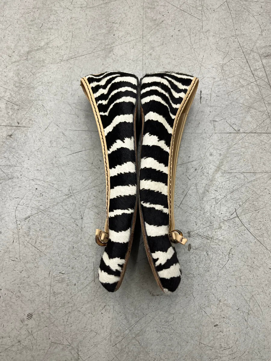 2010s Gucci Black Zebra Pony Hair Bamboo Bow Flats by Frida Giannini nrDzEQBX 4