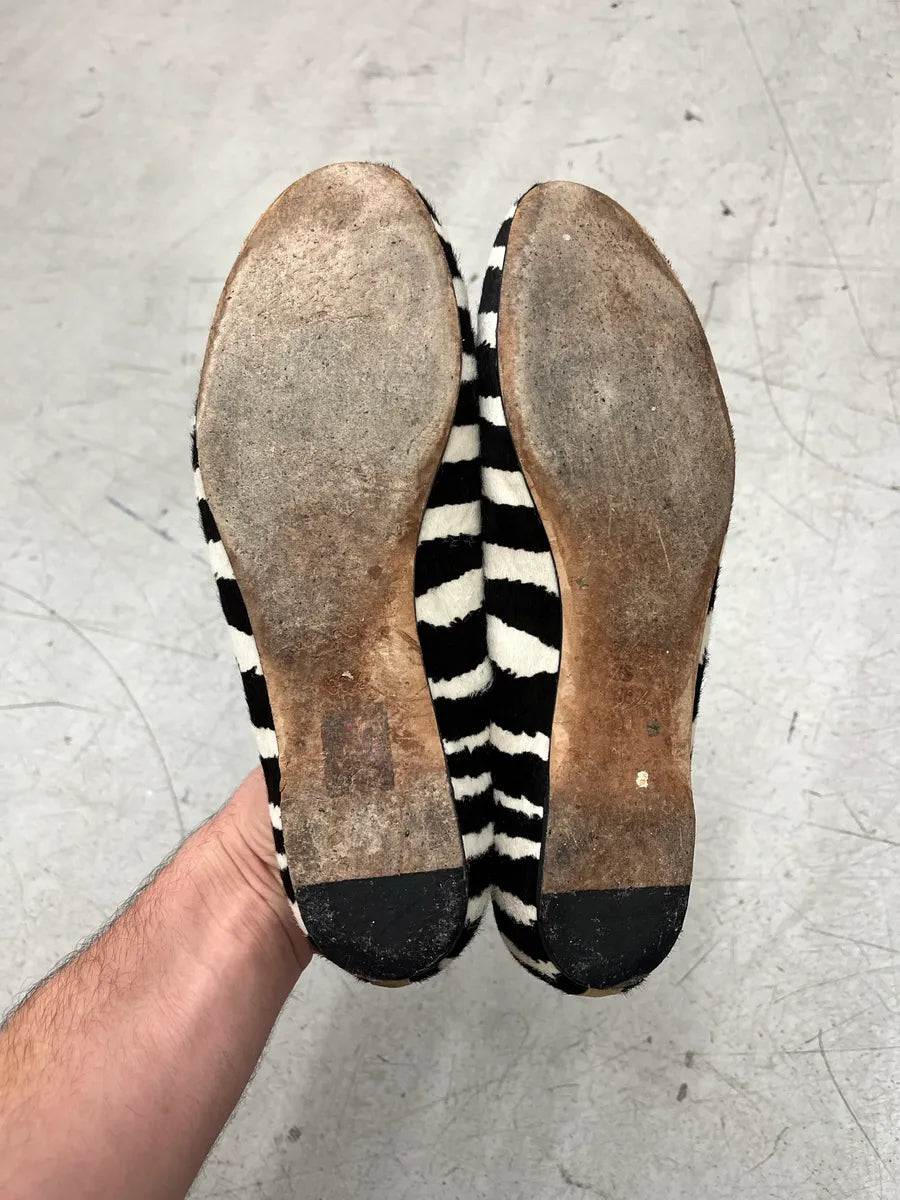 2010s Gucci Black Zebra Pony Hair Bamboo Bow Flats by Frida Giannini nrDzEQBX 6