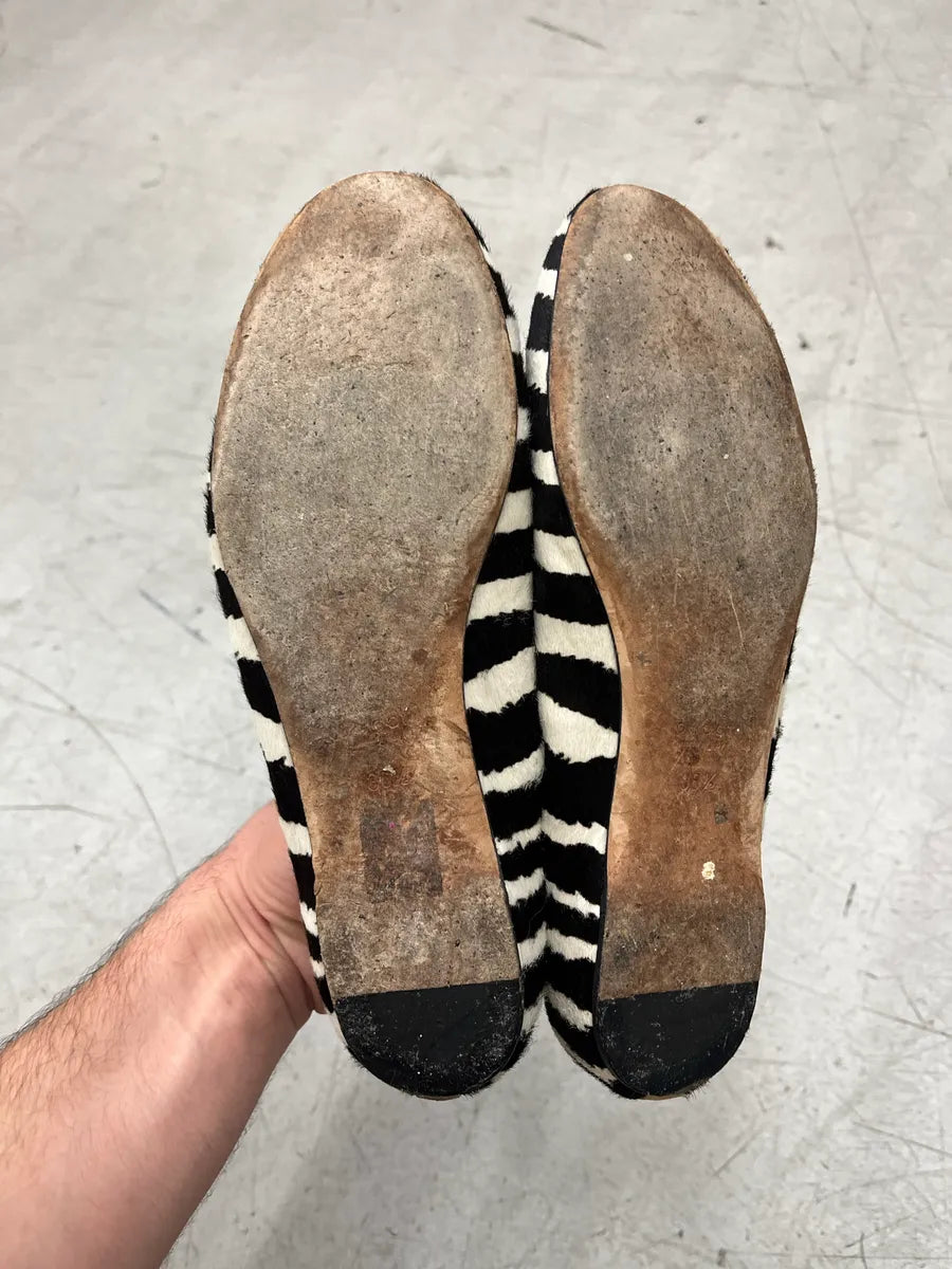 2010s Gucci Black Zebra Pony Hair Bamboo Bow Flats by Frida Giannini nrDzEQBX 7