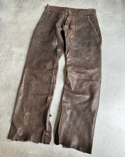 AW2003 Emporio Armani Precious Brown Leather Pants (M) - 10