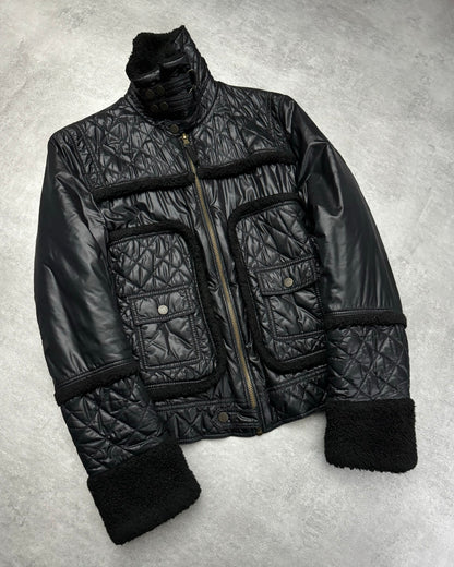 2000s Dolce & Gabbana Shearling Black Mafia Jacket (M) - 3