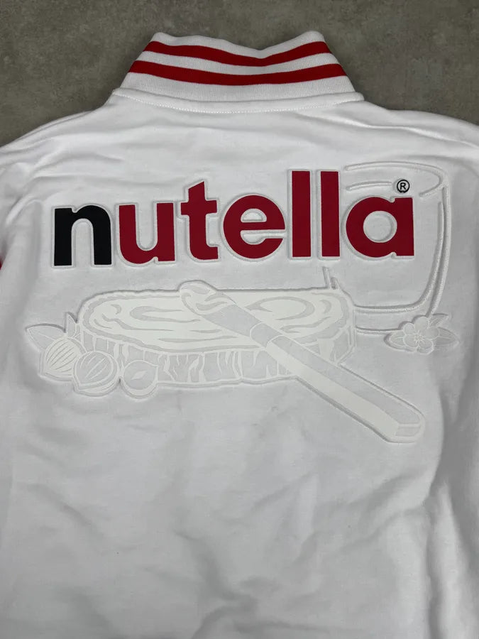 Nutella White & Red Merch Embroidered Logo Zip-Up Sweater CswEnnr 10