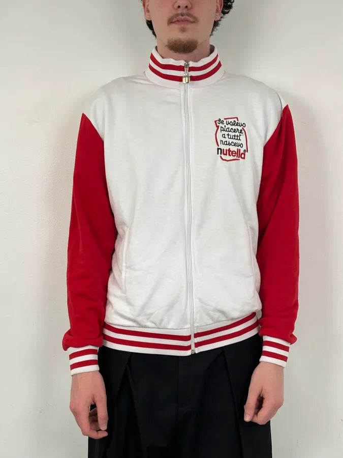 Nutella White & Red Merch Embroidered Logo Zip-Up Sweater CswEnnr 2