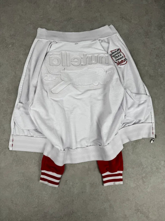 Nutella White & Red Merch Embroidered Logo Zip-Up Sweater CswEnnr 7