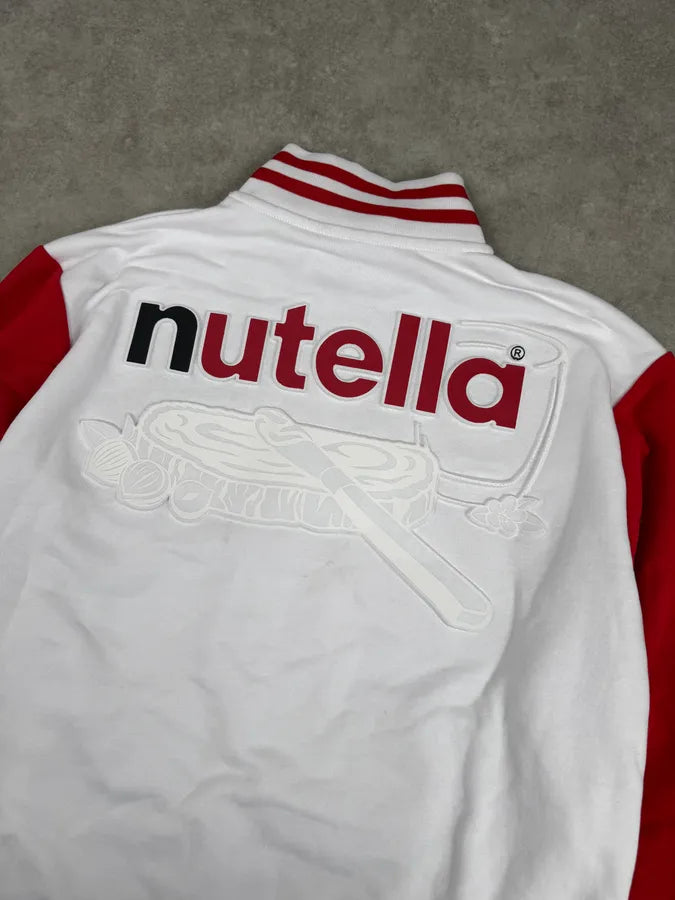 Nutella White & Red Merch Embroidered Logo Zip-Up Sweater CswEnnr 6