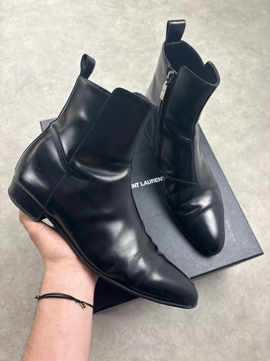 Saint Laurent Black Leather Ankle Boots yPkSLsU 0