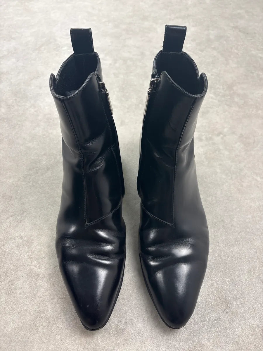 Saint Laurent Black Leather Ankle Boots yPkSLsU 1