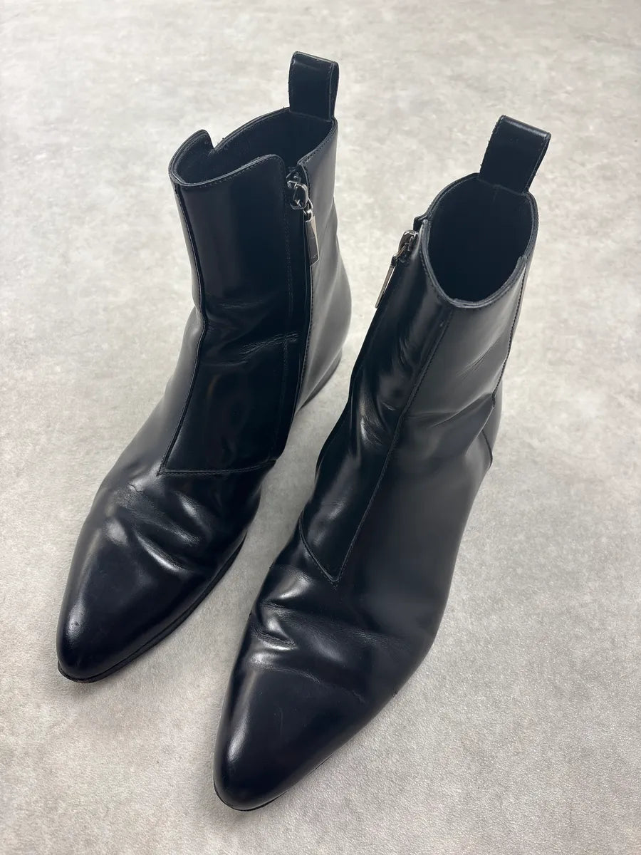 Saint Laurent Black Leather Ankle Boots yPkSLsU 2