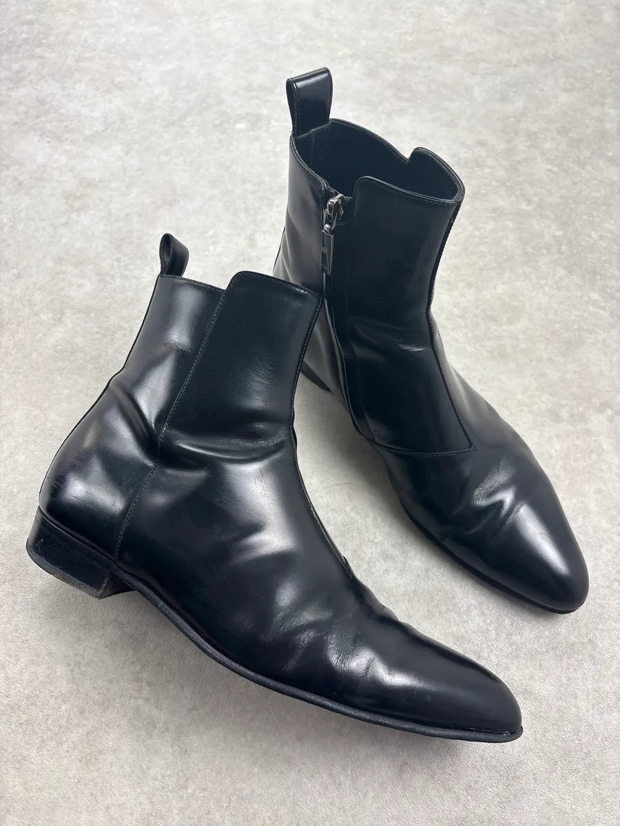Saint Laurent Black Leather Ankle Boots yPkSLsU 4