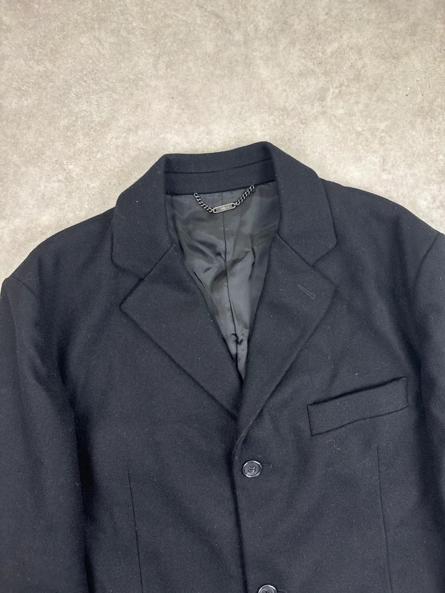 2000s Dolce & Gabbana Black Wool Single-Breasted Flap Pocket Long Coat nvvfYFQB 6