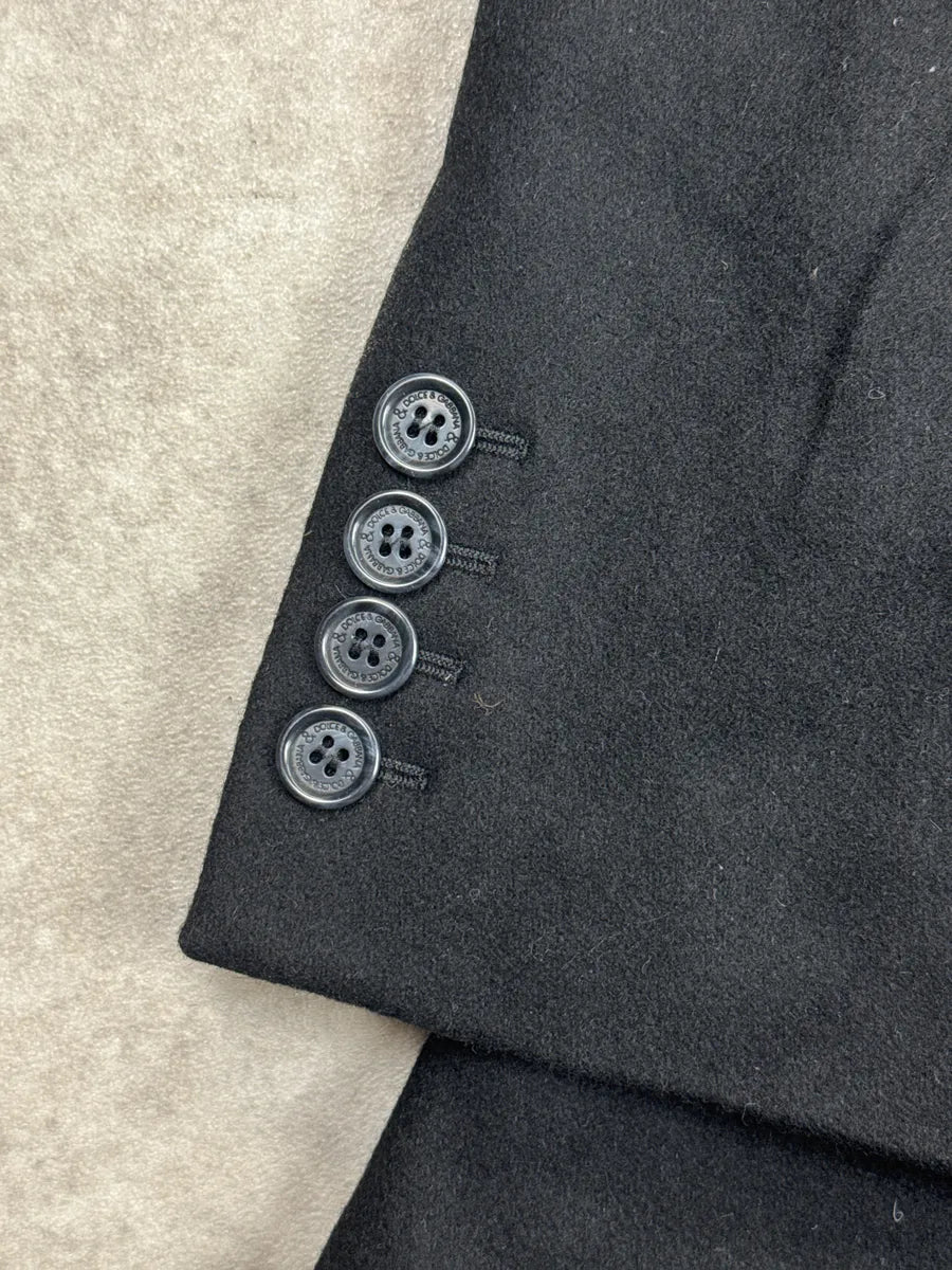 2000s Dolce & Gabbana Black Wool Single-Breasted Flap Pocket Long Coat nvvfYFQB 7