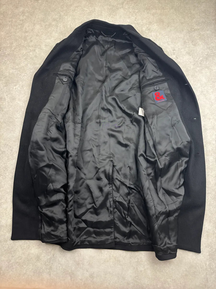 2000s Dolce & Gabbana Black Wool Single-Breasted Flap Pocket Long Coat nvvfYFQB 5