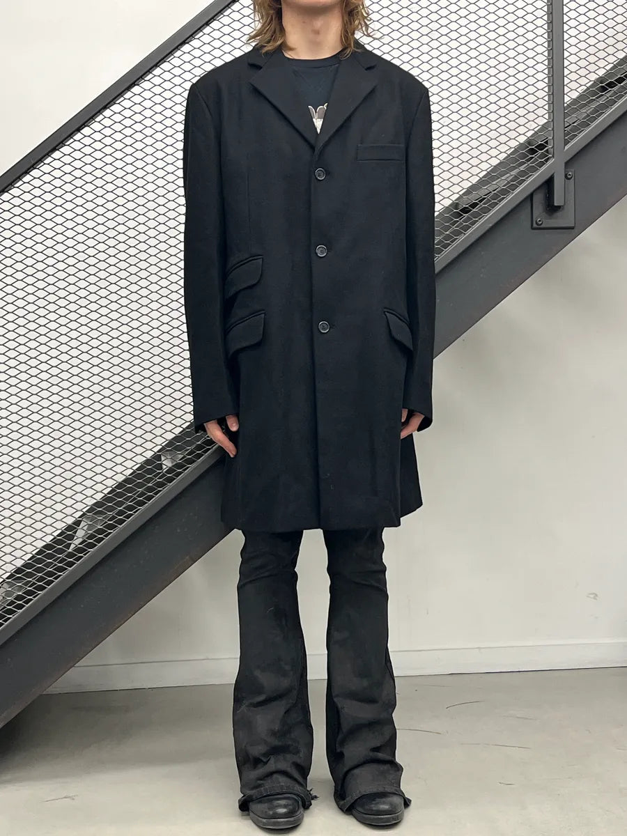 2000s Dolce & Gabbana Black Wool Single-Breasted Flap Pocket Long Coat nvvfYFQB 0