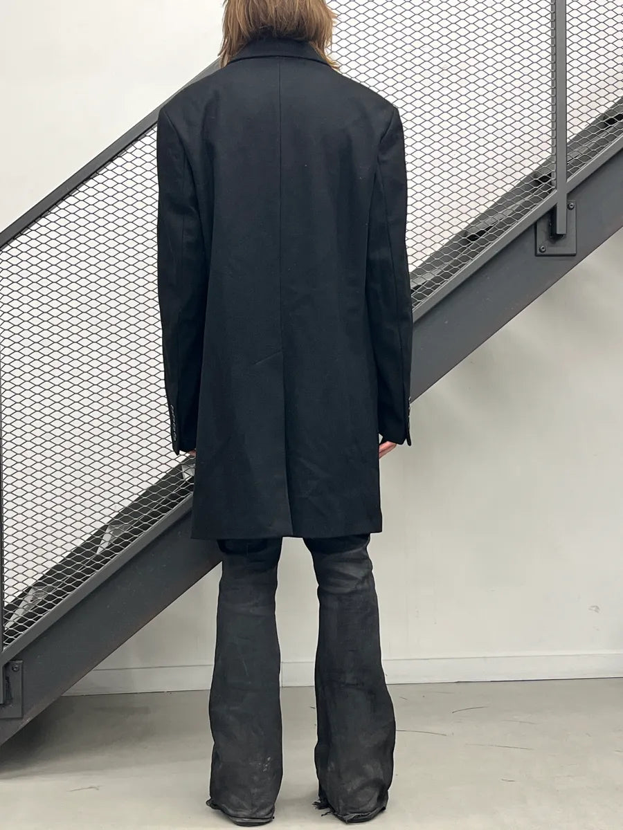 2000s Dolce & Gabbana Black Wool Single-Breasted Flap Pocket Long Coat nvvfYFQB 1