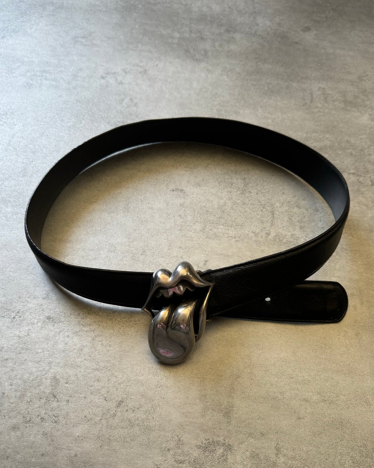 Chrome Hearts Rolling Stones Silver Leather Belt (OS) - 1