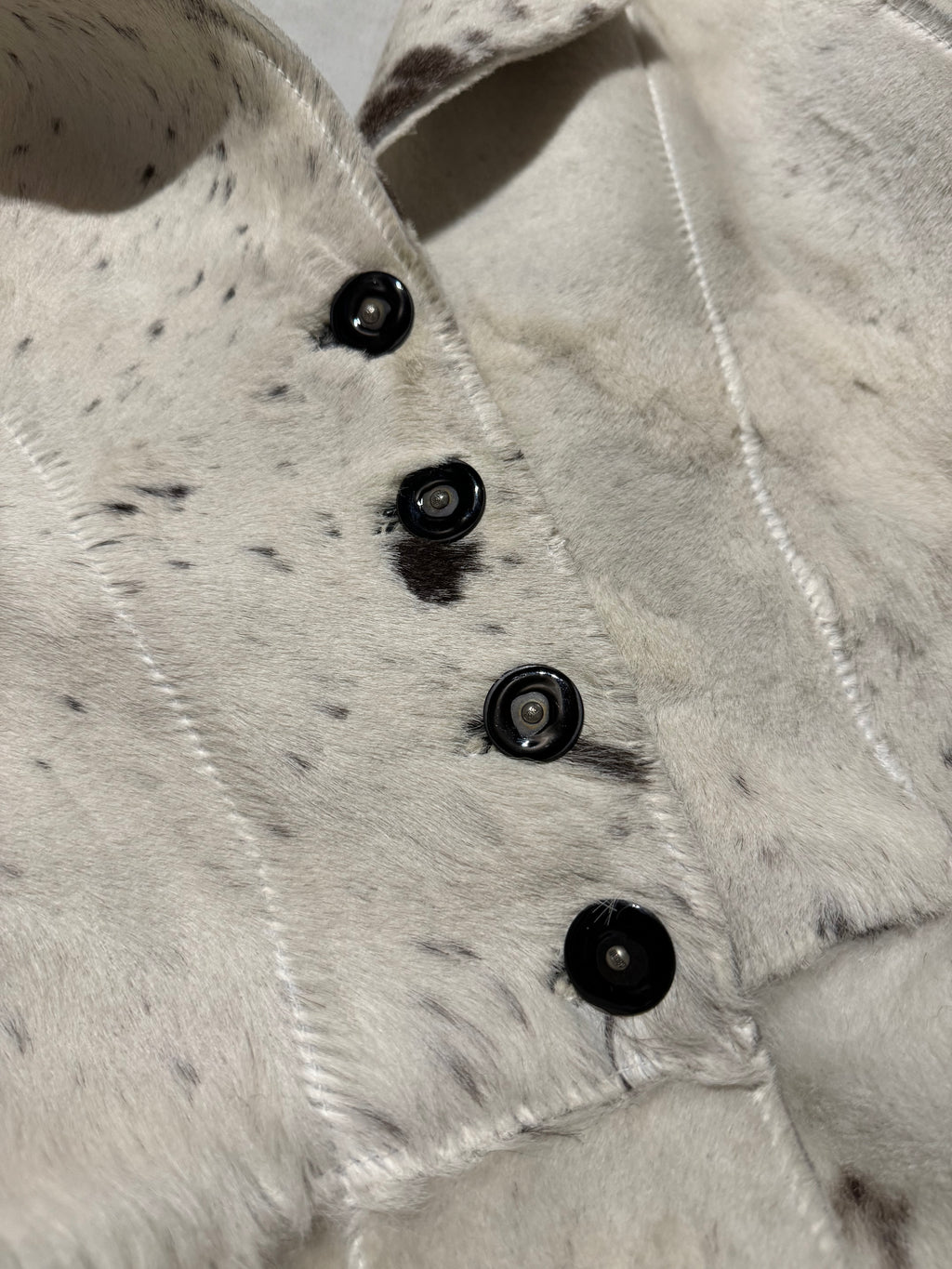 AW2006 Cavalli White Pony Hair Winter Leopard Effect Long Leather Jacket (XS/S) - 7