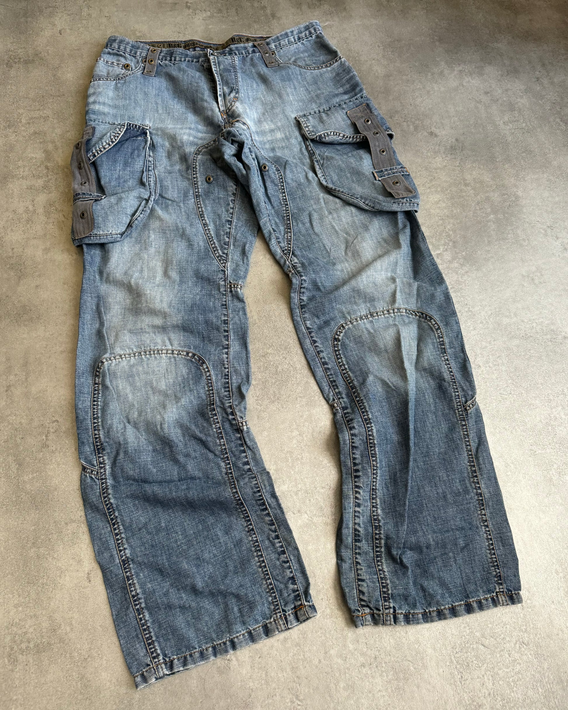 SS2004 Dolce & Gabbana Blue Denim Cargo Relaxed Pants (M/L) - 9