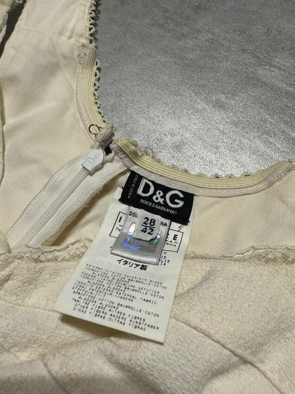 SS2004 Dolce & Gabbana White Bondage Strap Corset Cocktail Ivory Cotton Dress (XS/S) - 9