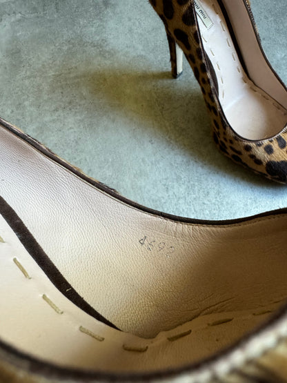 2000s MiuMiu Pony Hair Leopard Heels (37) - 6