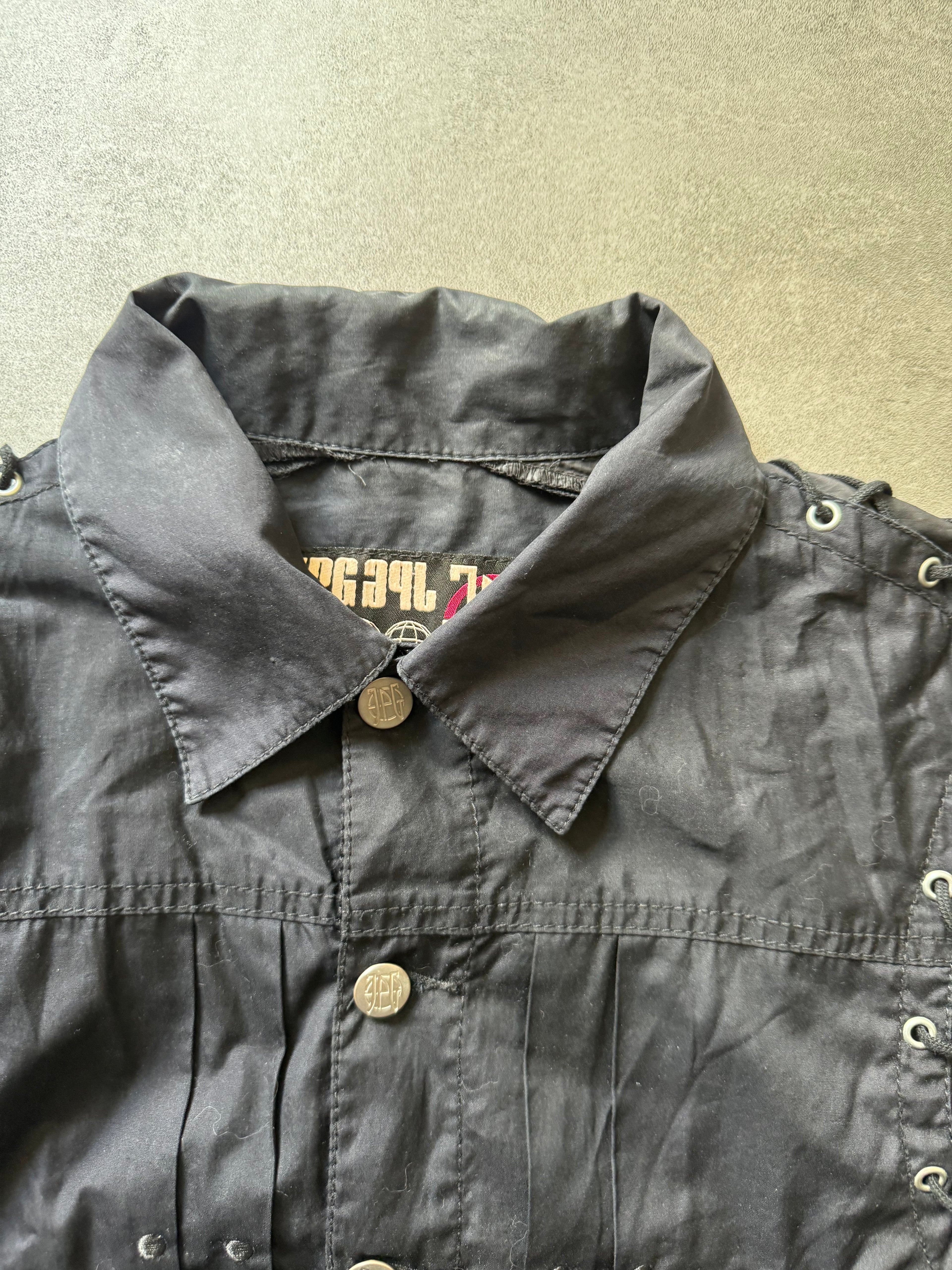 AW2003 Jean Paul Gaultier Strapped Bondage Light Trucker Jacket (S) - 11