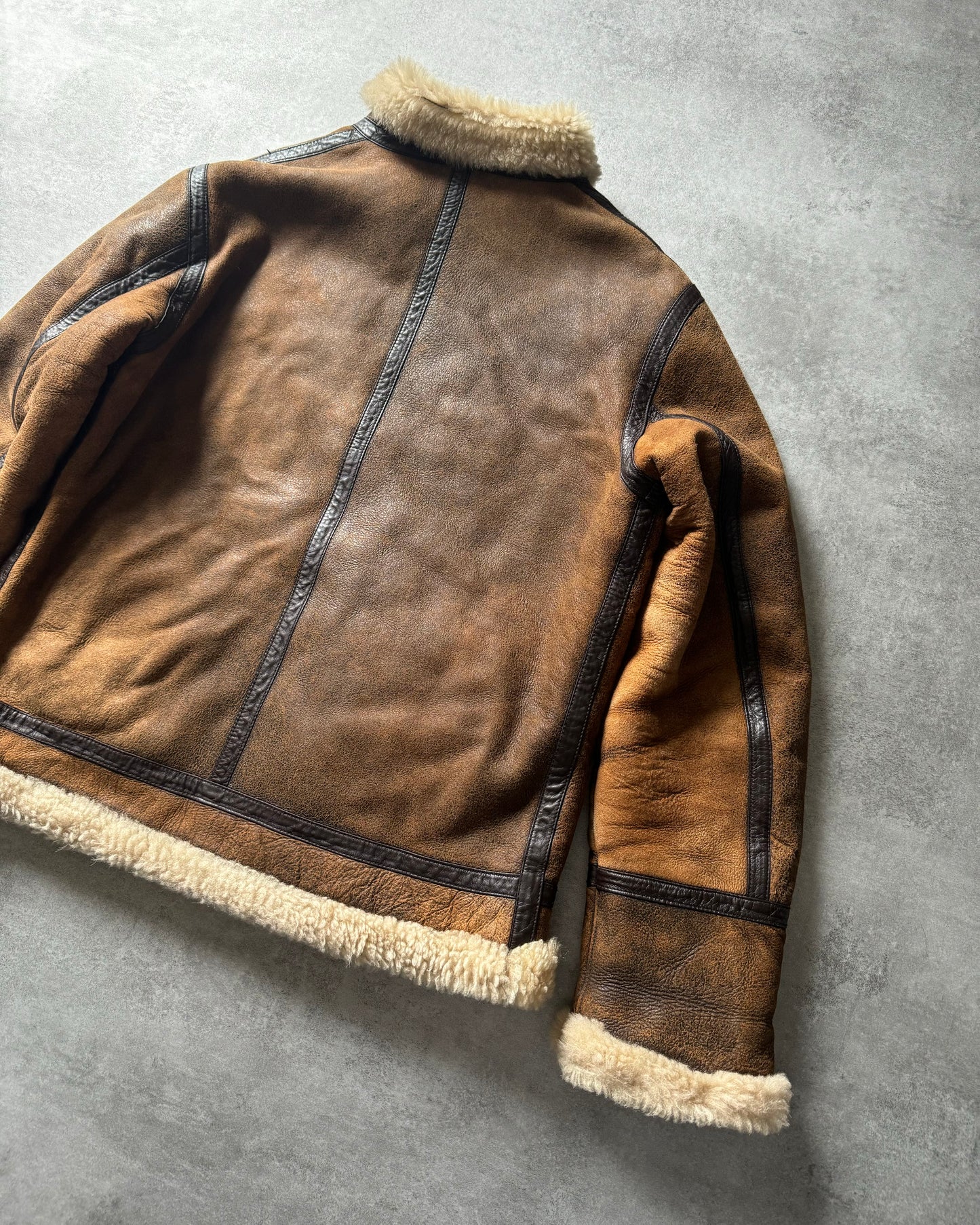 1990s Dolce & Gabbana Bombardier Shearling Leather Jacket  (L) - 2