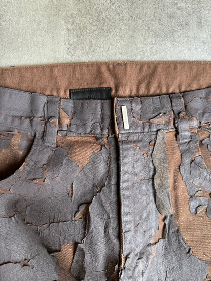 AW2022 Givenchy Distressed Cracked Brown Biker Pants (M) - 11