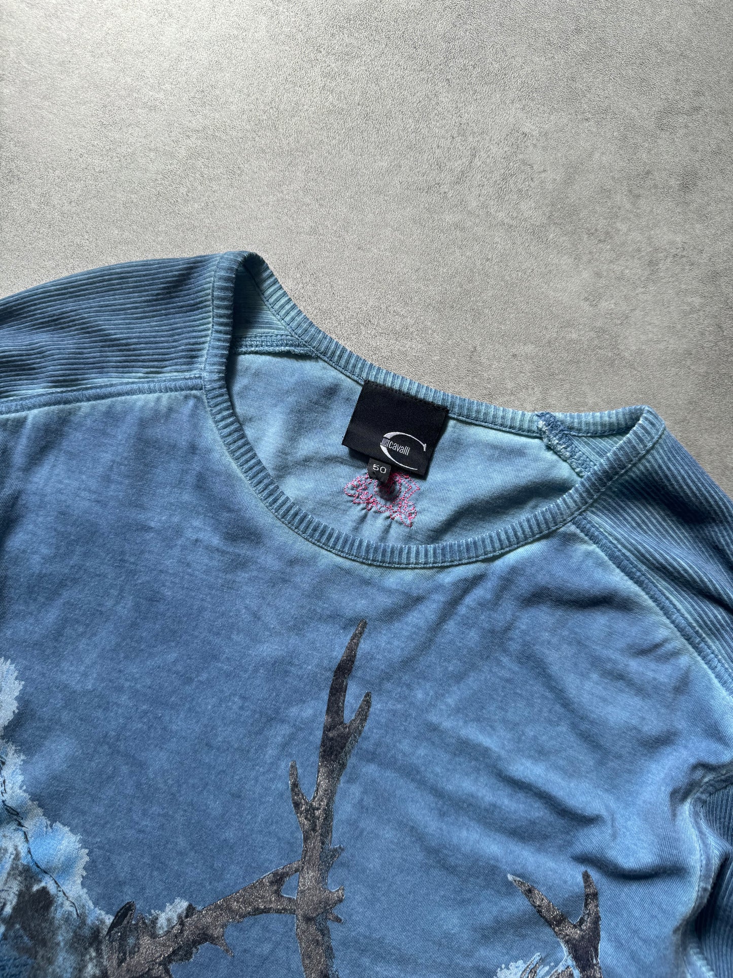 2000s Cavalli Fighting Deers Painting Longsleeves (M) - 7