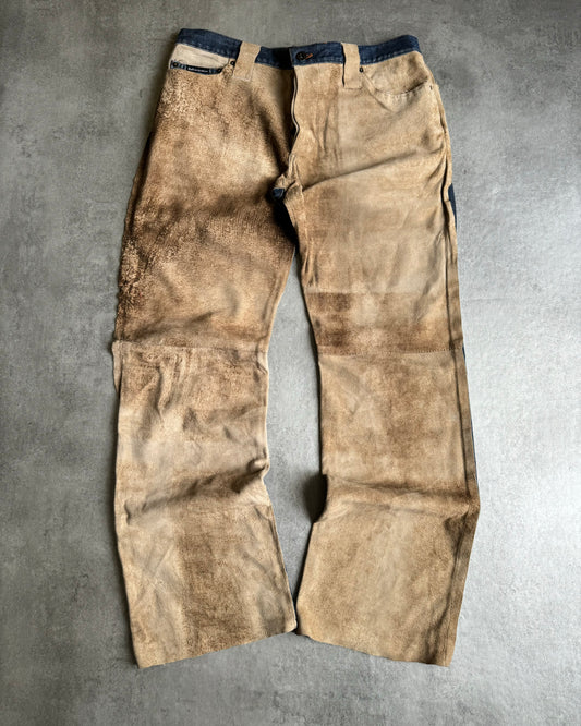 2000s Dolce & Gabbana Hybride Suede Leather Denim Pants (M) - 1