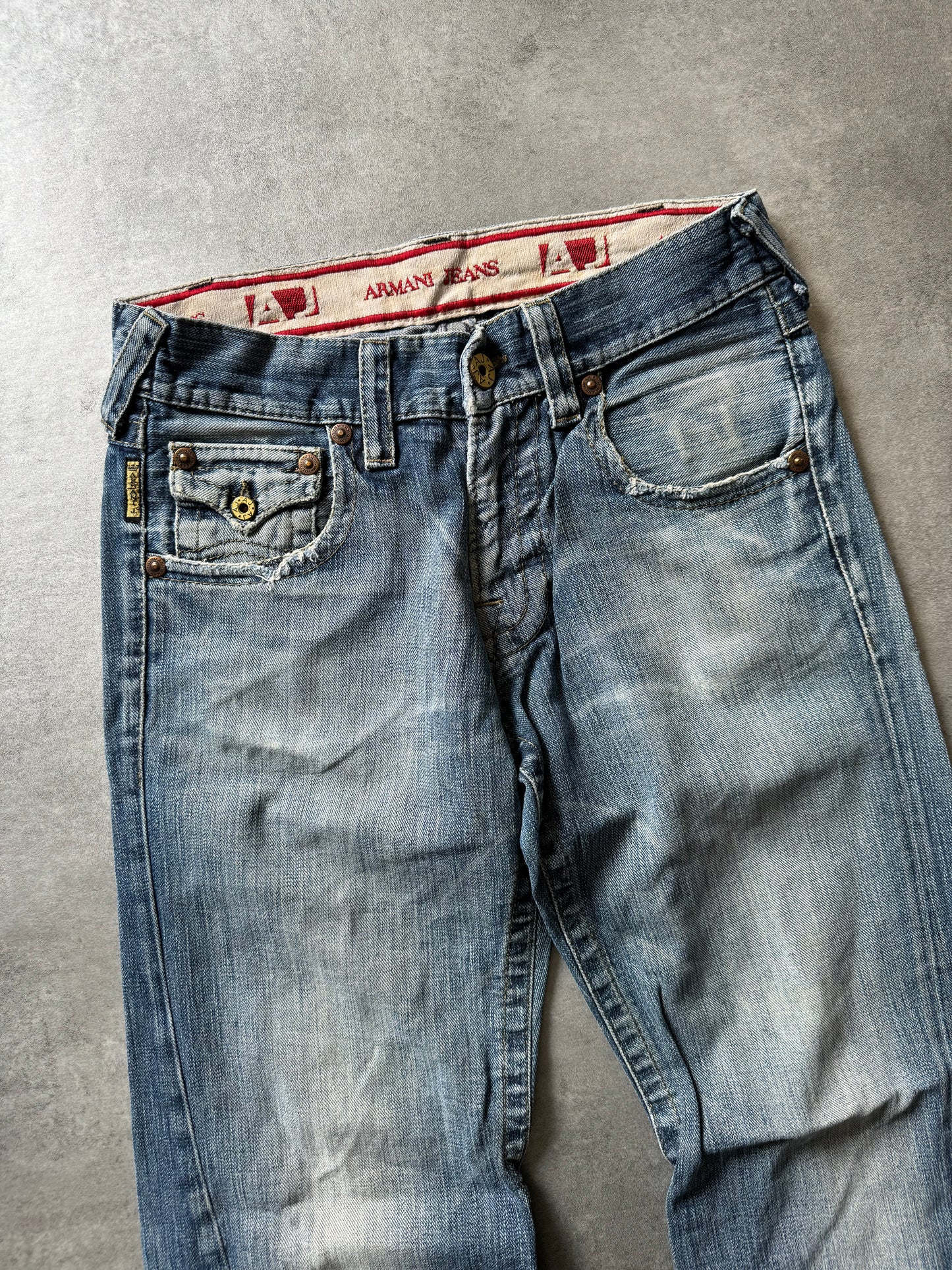 2000s Armani Aero Flared Eclipse Denim Jeans (S) - 9