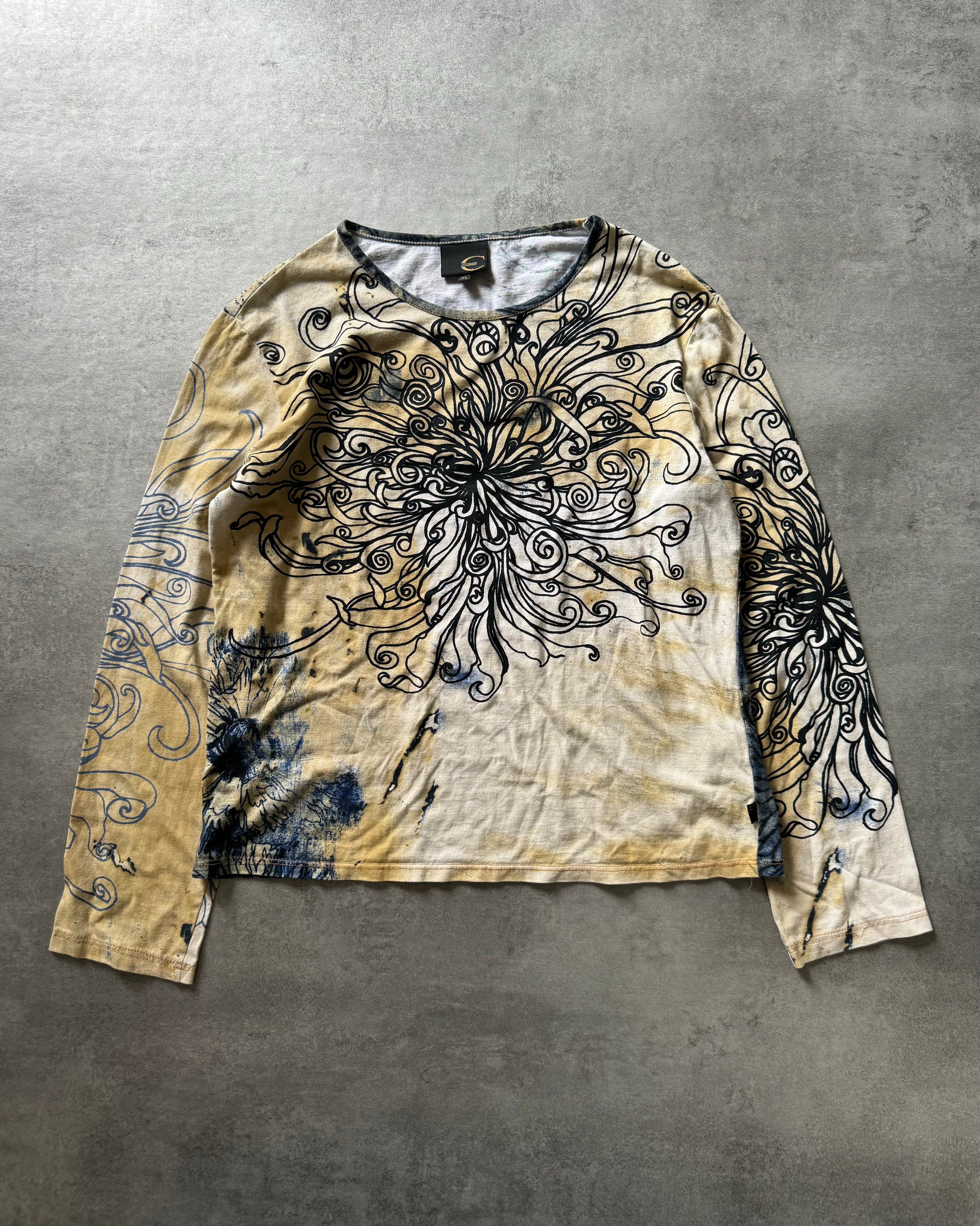 2000s Cavalli Flowers Ink Longsleeves (XS) - 1