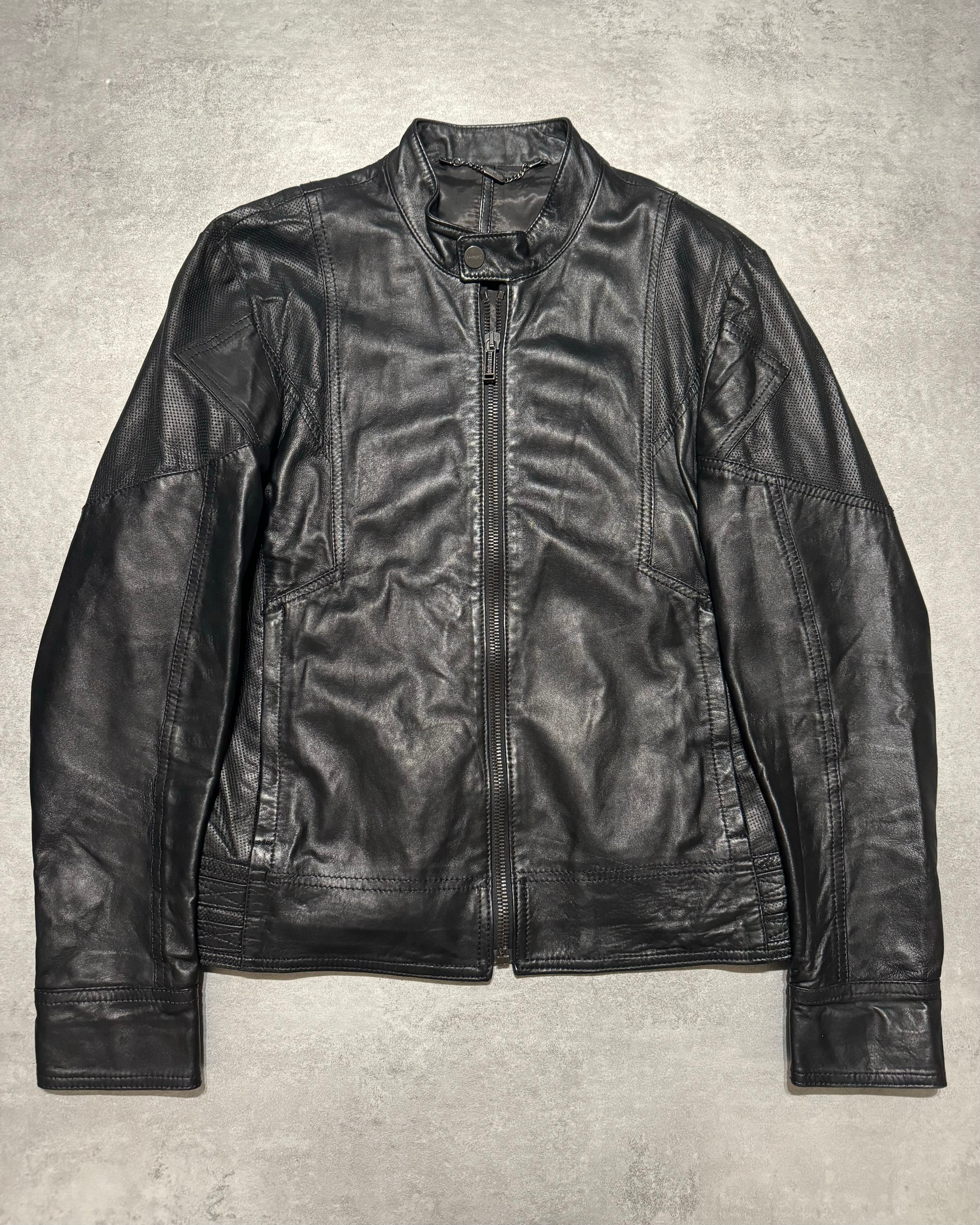 2000s Dirk Bikkembergs Avant-Garde Black Leather Jacket (M) - 1